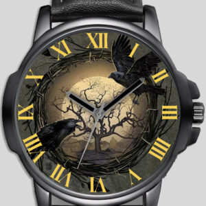 Crows Tree & Full Moon Gothic Winter Quality Wrist Watch