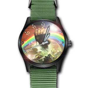 Rainbow Ocean Fist Unique Army Style Nylon Strap Gift Wrist Watch