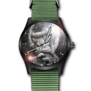 Gorilla Face Black Portrait Army Style Nylon Strap Gift Wrist Watch