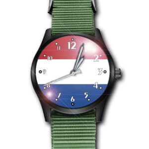 Netherlands Flag Beautiful Collectable Army Style Nylon Strap Gift Wrist Watch