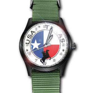 America USA Texas Art Flag Army Style Nylon Strap Gift Wrist Watch