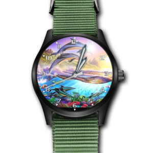 Dancing Dolphin Art Unique Army Style Nylon Strap Gift Wrist Watch