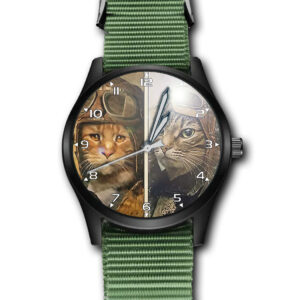 Pilot Cats Funny Design Unique Army Style Nylon Strap Gift Wrist Watch