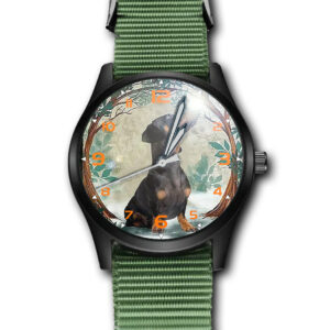 Dachshund Beautiful Dog Art Army Style Nylon Strap Wrist Watch