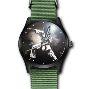 Karate Fight Art Army Style Nylon Strap Wrist Watch