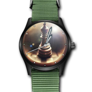 Chess Game Bishop Art Unique Art Army Style Nylon Strap Wrist Watch