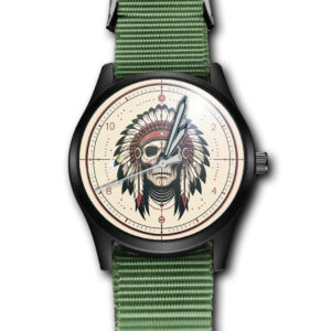 Red Indian Comanche Facing Front Art Army Style Nylon Strap Gift Wrist Watch