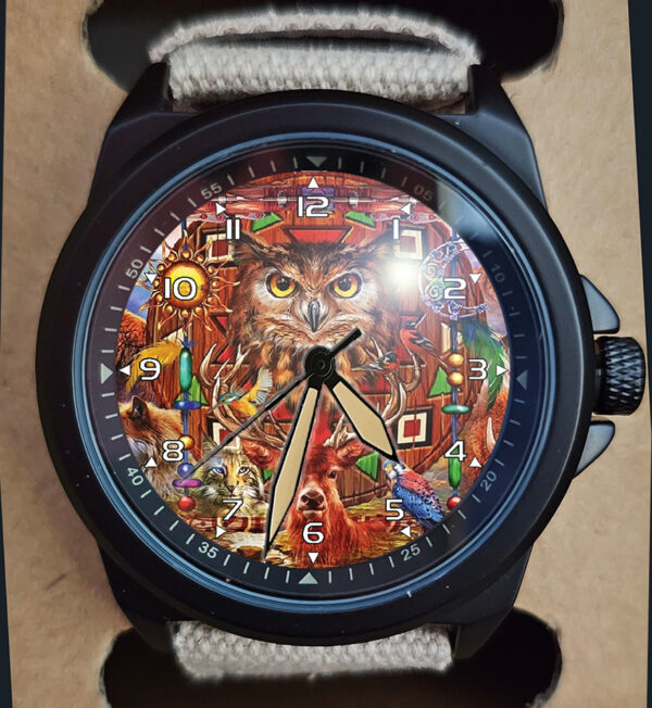 Tribal Art Animals Owl Deer Stealth Series Unisex Gift Wrist Watch