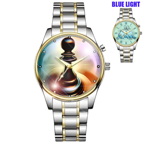 Chess Game Champ Pawn Unique Art Luminous Needles & Lightup Dial Wrist Watch