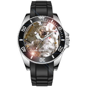 Astronaut On Moon Surface Diver Style Sporty Wrist Watch