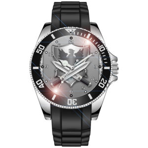 Dragons Crest Sword And Shield Diver Style Sporty Wrist Watch