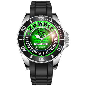 Zombie Hunting Licence Cool Unique Diver Style Sporty Wrist Watch