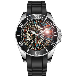 Native American Warriors Tribal Art Unique Diver Style Sporty Wrist Watch  #5