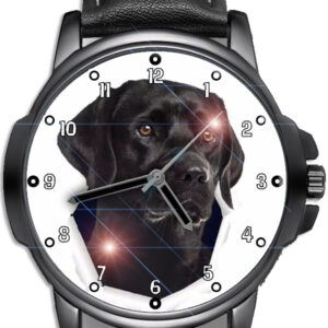 Black Labrador Retriever Pet Dog Beautiful Leather Strap Wrist Watch