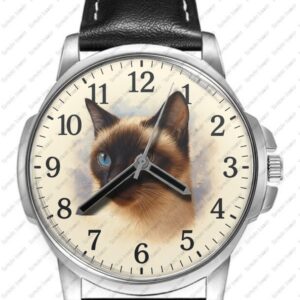Siamese Cat Art Stylish Leather Strap Gift Wrist Watch