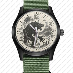 Werewolf Retro Theme Art Aviator Style Nylon Strap Wrist Watch