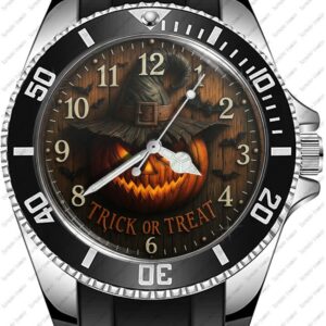 Trick Or Treat Halloween Scary Pumpkin Art Diver Style Sporty Wrist Watch