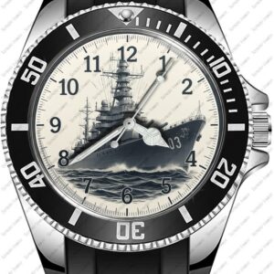 Destroyer Battle Ship Navy Art Diver Style Sporty Wrist Watch