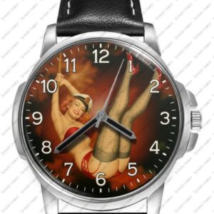 Pinup Girl Retro Art Stylish Leather Strap Wrist Watch